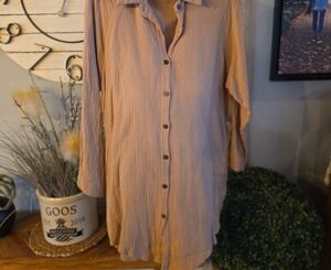 Button-Up Tan Shirt Dress
